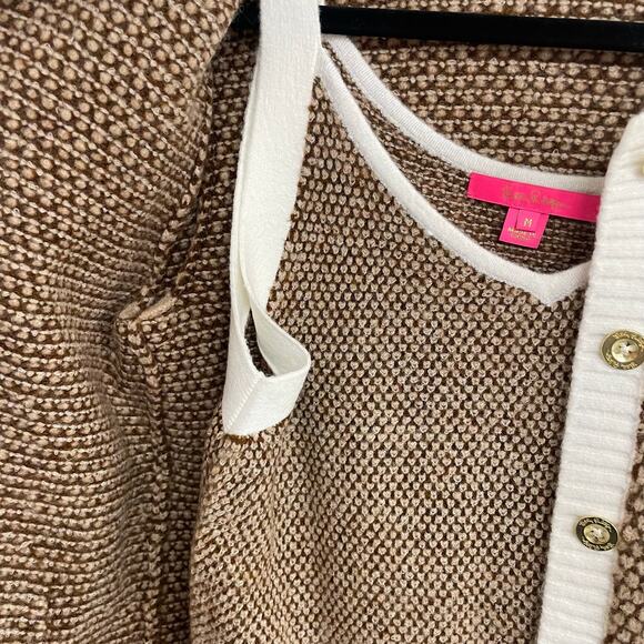 Lilly Pulitzer Cormac Sweater Set in Cafe Ole Safari Tweed Brown White Medium - Picture 5 of 9